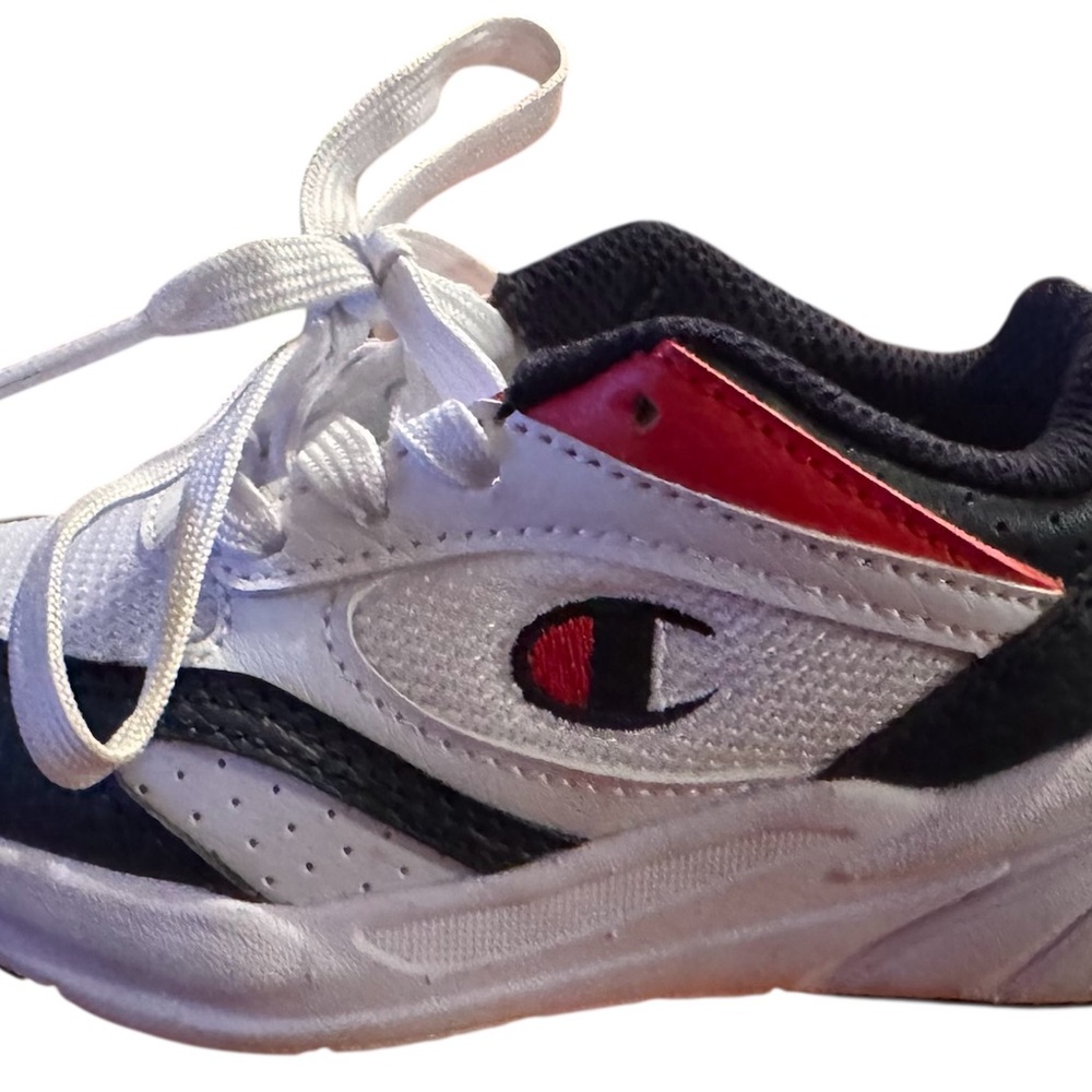 Champion Kids' White, Black, and Red Sneakers
